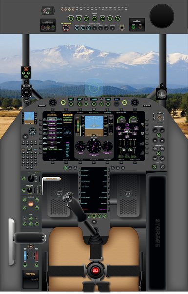 O-3A-100 aircraft cockpit instrument panel illustration by Colorado Graphic Design