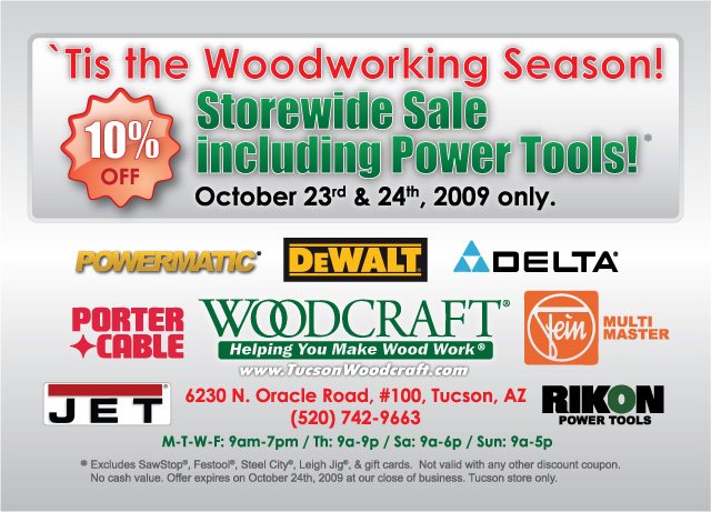Woodcraft postcard advertisement design by Colorado Graphic Design